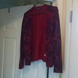 Red patterened cardigan